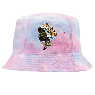 Floral Butterfly She Believed She Could So That She Did Gift Tie-Dyed Bucket Hat