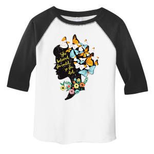 Floral Butterfly She Believed She Could So That She Did Gift Toddler Fine Jersey T-Shirt