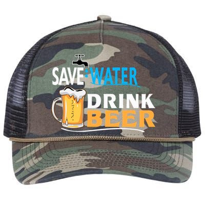 Funny Beer Save Water Drink Beer Gift For Beer Day Retro Rope Trucker Hat Cap