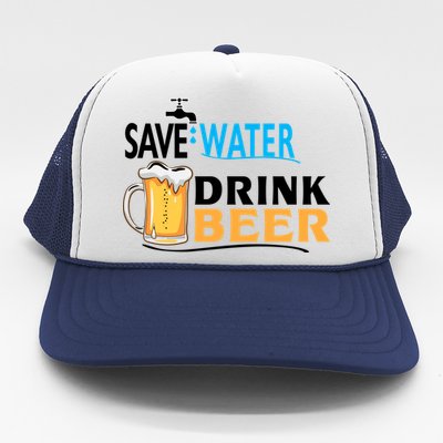 Funny Beer Save Water Drink Beer Gift For Beer Day Trucker Hat