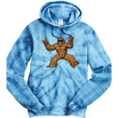 Funny Bigfoot Sasquatch Graphic Rock On Tie Dye Hoodie