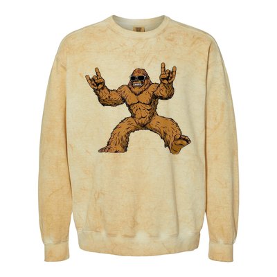 Funny Bigfoot Sasquatch Graphic Rock On Colorblast Crewneck Sweatshirt