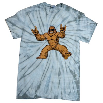 Funny Bigfoot Sasquatch Graphic Rock On Tie-Dye T-Shirt