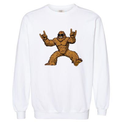 Funny Bigfoot Sasquatch Graphic Rock On Garment-Dyed Sweatshirt