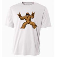 Funny Bigfoot Sasquatch Graphic Rock On Cooling Performance Crew T-Shirt