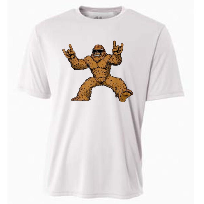 Funny Bigfoot Sasquatch Graphic Rock On Cooling Performance Crew T-Shirt