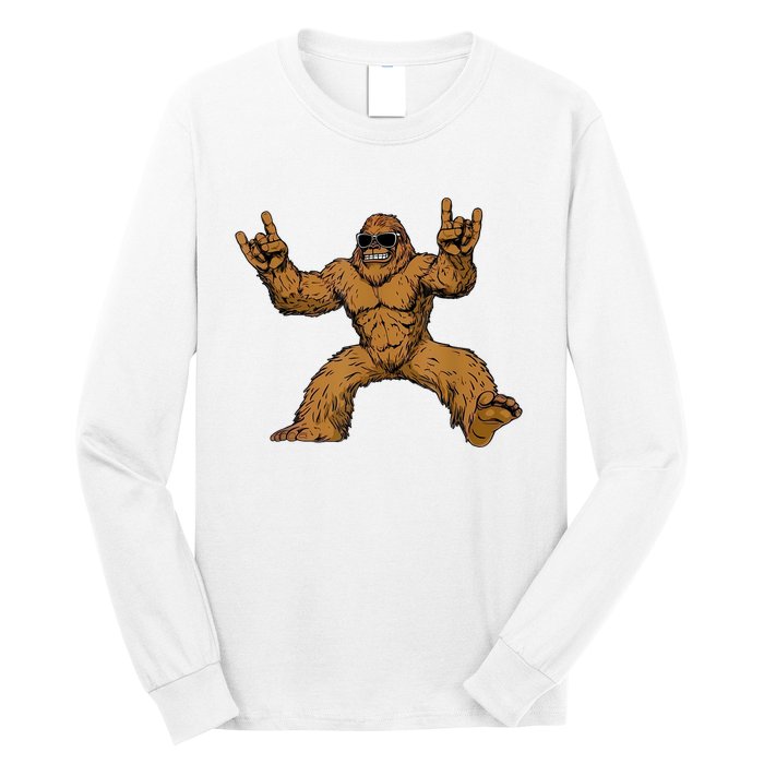 Funny Bigfoot Sasquatch Graphic Rock On Long Sleeve Shirt