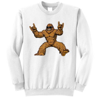 Funny Bigfoot Sasquatch Graphic Rock On Sweatshirt