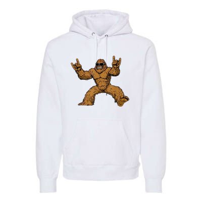 Funny Bigfoot Sasquatch Graphic Rock On Premium Hoodie