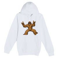 Funny Bigfoot Sasquatch Graphic Rock On Premium Pullover Hoodie