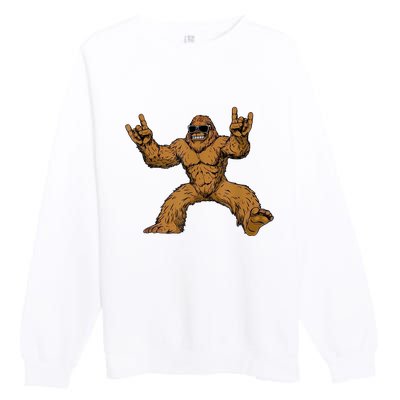 Funny Bigfoot Sasquatch Graphic Rock On Premium Crewneck Sweatshirt