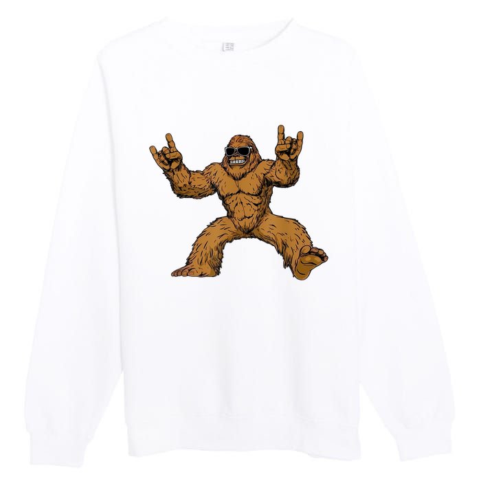 Funny Bigfoot Sasquatch Graphic Rock On Premium Crewneck Sweatshirt