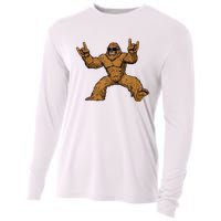 Funny Bigfoot Sasquatch Graphic Rock On Cooling Performance Long Sleeve Crew