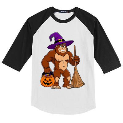Funny Bigfoot Sasquatch Witch Halloween Costume Kids Colorblock Raglan Jersey