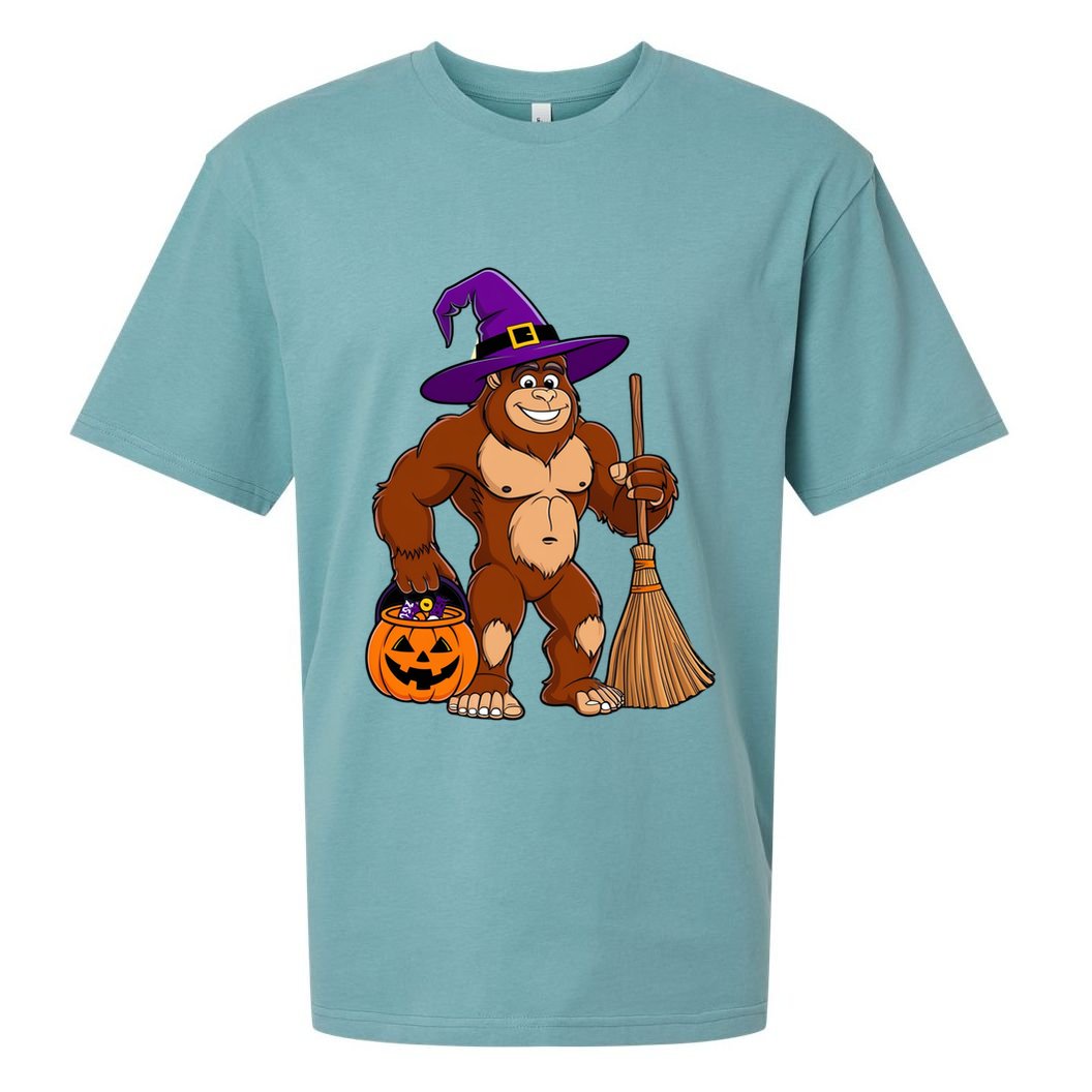 Funny Bigfoot Sasquatch Witch Halloween Costume Sueded Cloud Jersey T-Shirt
