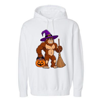 Funny Bigfoot Sasquatch Witch Halloween Costume Garment-Dyed Fleece Hoodie