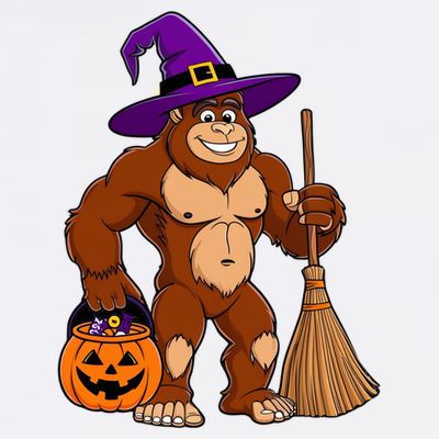Funny Bigfoot Sasquatch Witch Halloween Costume T-Shirt