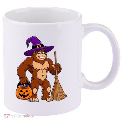 Funny Bigfoot Sasquatch Witch Halloween Costume 11oz C Handle Ceramic Mug