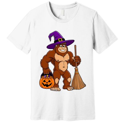 Funny Bigfoot Sasquatch Witch Halloween Costume Premium T-Shirt