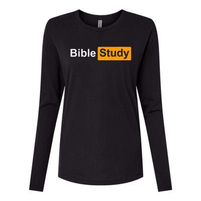 Funny Bible Study Hub Logo Sarcastic Adult Humor Womens Cotton Relaxed Long Sleeve T-Shirt