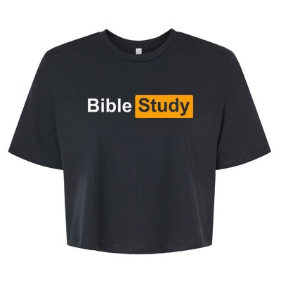 Funny Bible Study Hub Logo Sarcastic Adult Humor Bella+Canvas Jersey Crop Tee