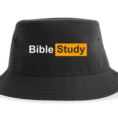 Funny Bible Study Hub Logo Sarcastic Adult Humor Sustainable Bucket Hat