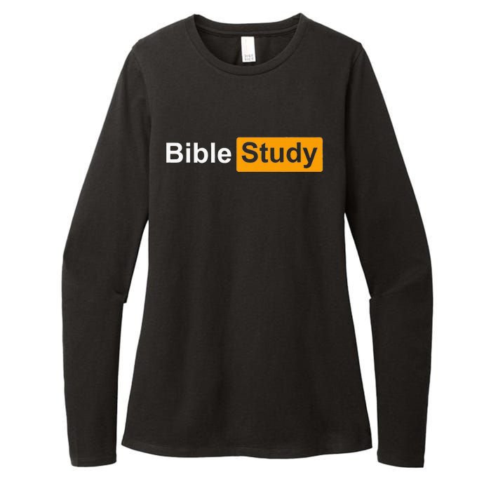 Funny Bible Study Hub Logo Sarcastic Adult Humor Womens CVC Long Sleeve Shirt