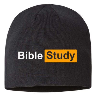 Funny Bible Study Hub Logo Sarcastic Adult Humor Sustainable Beanie