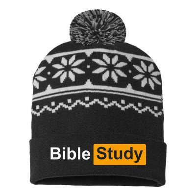 Funny Bible Study Hub Logo Sarcastic Adult Humor USA-Made Snowflake Beanie