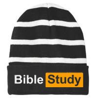 Funny Bible Study Hub Logo Sarcastic Adult Humor Striped Beanie with Solid Band