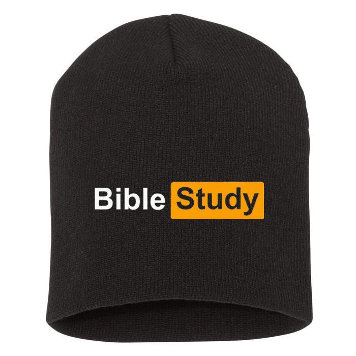 Funny Bible Study Hub Logo Sarcastic Adult Humor Short Acrylic Beanie