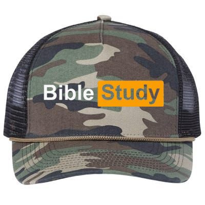 Funny Bible Study Hub Logo Sarcastic Adult Humor Retro Rope Trucker Hat Cap