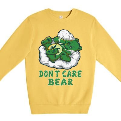 Funny Bear Smoking Weed Cannabis Marijuana 420 Stoner Gift Premium Crewneck Sweatshirt