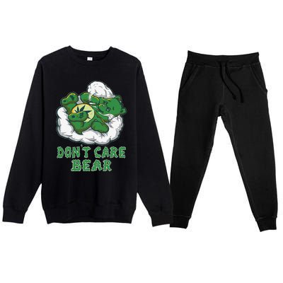 Funny Bear Smoking Weed Cannabis Marijuana 420 Stoner Gift Premium Crewneck Sweatsuit Set