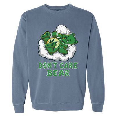 Funny Bear Smoking Weed Cannabis Marijuana 420 Stoner Gift Garment-Dyed Sweatshirt