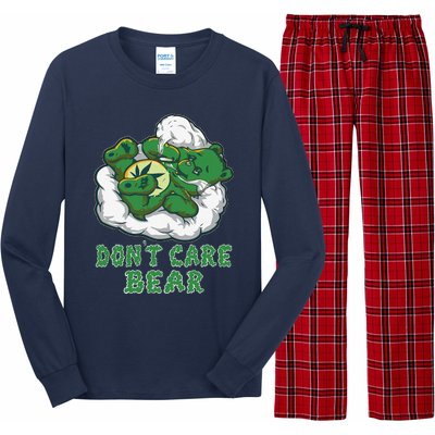 Funny Bear Smoking Weed Cannabis Marijuana 420 Stoner Gift Long Sleeve Pajama Set