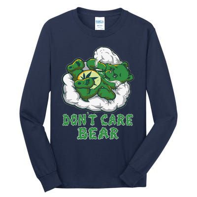 Funny Bear Smoking Weed Cannabis Marijuana 420 Stoner Gift Tall Long Sleeve T-Shirt