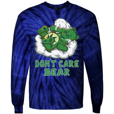 Funny Bear Smoking Weed Cannabis Marijuana 420 Stoner Gift Tie-Dye Long Sleeve Shirt