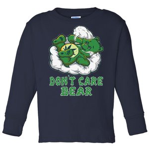 Funny Bear Smoking Weed Cannabis Marijuana 420 Stoner Gift Toddler Long Sleeve Shirt