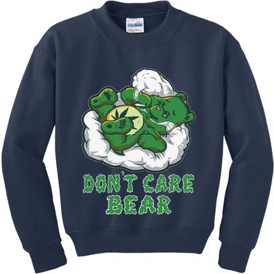 Funny Bear Smoking Weed Cannabis Marijuana 420 Stoner Gift Kids Sweatshirt