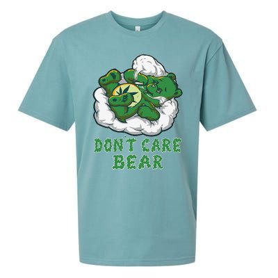 Funny Bear Smoking Weed Cannabis Marijuana 420 Stoner Gift Sueded Cloud Jersey T-Shirt