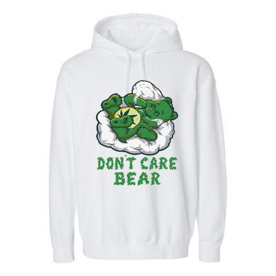 Funny Bear Smoking Weed Cannabis Marijuana 420 Stoner Gift Garment-Dyed Fleece Hoodie