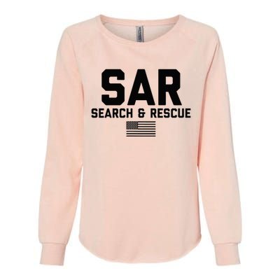 FRONT & BACK Search And Rescue American Flag SAR Team Womens California Wash Sweatshirt