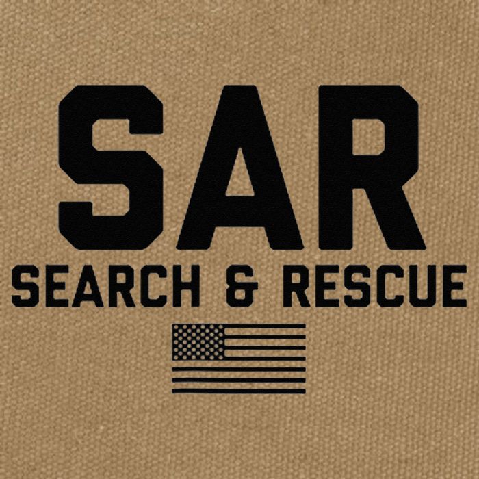 FRONT & BACK Search And Rescue American Flag SAR Team Cotton Canvas Backpack