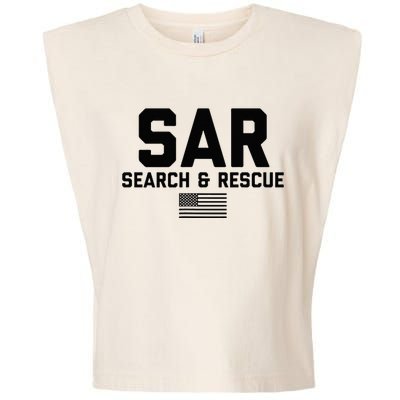 FRONT & BACK Search And Rescue American Flag SAR Team Garment-Dyed Women's Muscle Tee