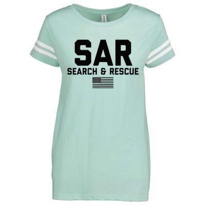 FRONT & BACK Search And Rescue American Flag SAR Team Enza Ladies Jersey Football T-Shirt