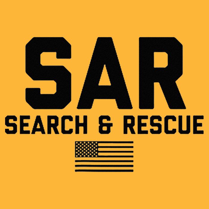 FRONT & BACK Search And Rescue American Flag SAR Team Pom Pom 12in Knit Beanie