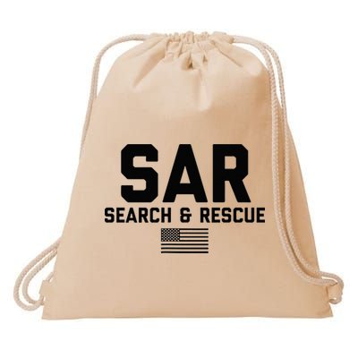 FRONT & BACK Search And Rescue American Flag SAR Team Drawstring Bag