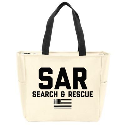 FRONT & BACK Search And Rescue American Flag SAR Team Zip Tote Bag