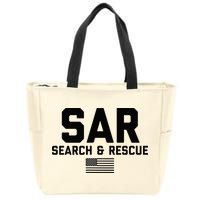 FRONT & BACK Search And Rescue American Flag SAR Team Zip Tote Bag